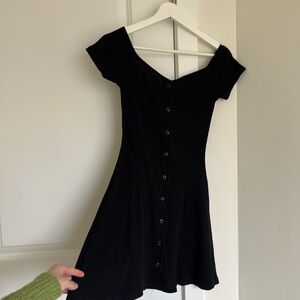 Urban Outfitters Black Button-Down Small Skater Dress